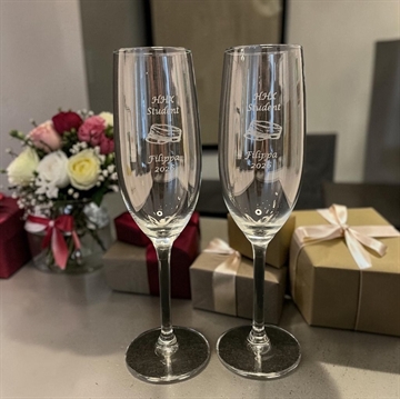 Studenter champagneglas med indgravering